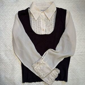 George Brown and Cream Vintage Silk Blouse